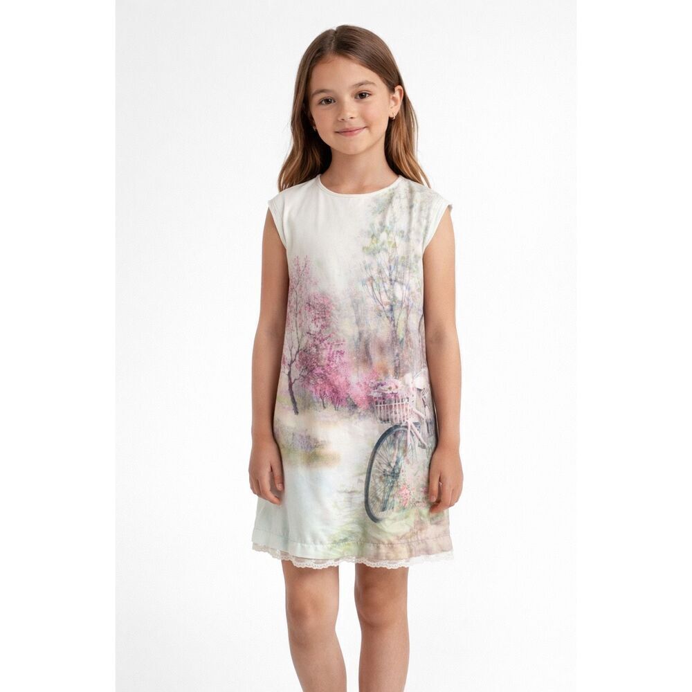 Mayoral Girls Bicycle Garden Dress 9 10 Cottagecore Spring Easter